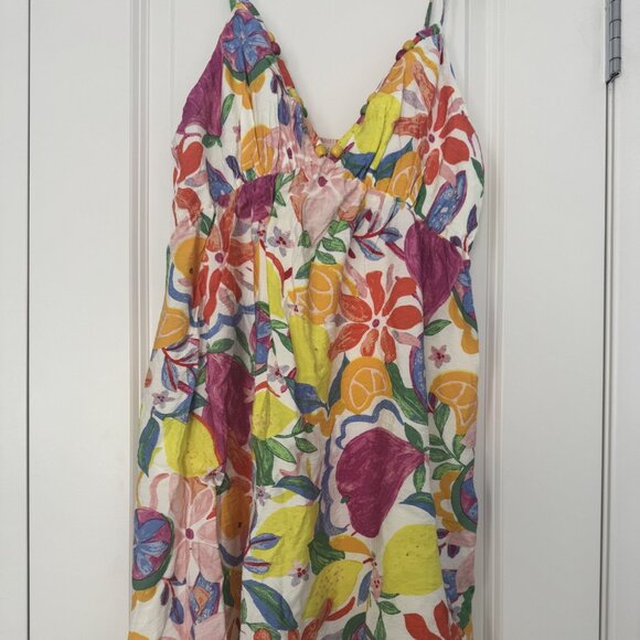 Italy Vacation Ready! Vibrant coloured summer dress. Size Large - Picture 1 of 3